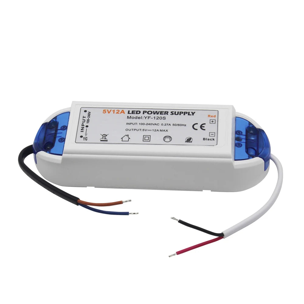 5V Power Supply 12V LED Driver 5 Volt Power Adapter 12 Volt 60W 72W 100W AC 110V 220V to DC 5V 12V 8A 20A LED Strip Transformer