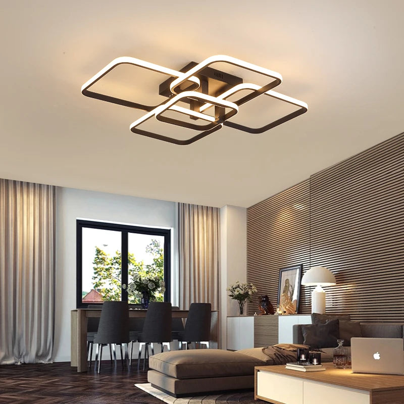 Black/White Modern LED Ceiling Chandelier,Living Room LED Chandelier Lamp,dimmable Bedroom Ceiling Light Fixture,3-6 head lustre