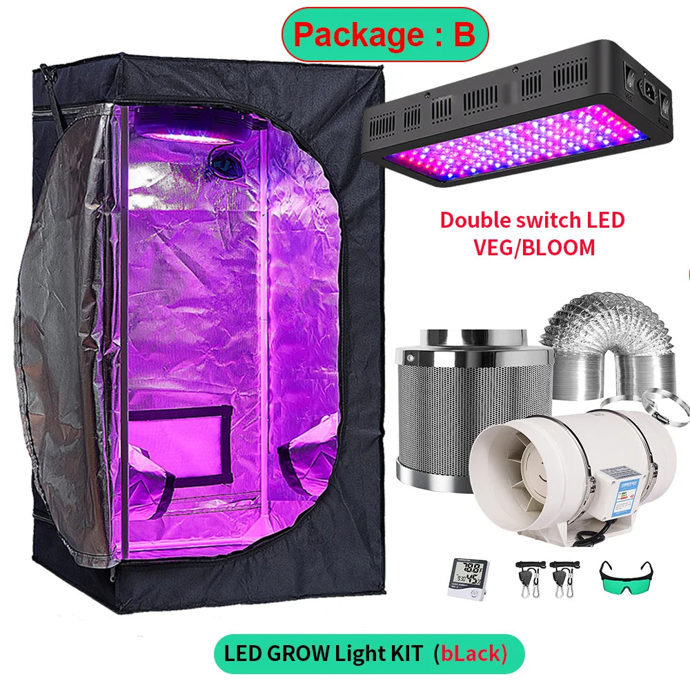 Grow Tent Growbox Hydroponics Growing System Led Grow Plant Lights Full Kits High PPFD 4Inch Duct Fans Activated Carbon Filter