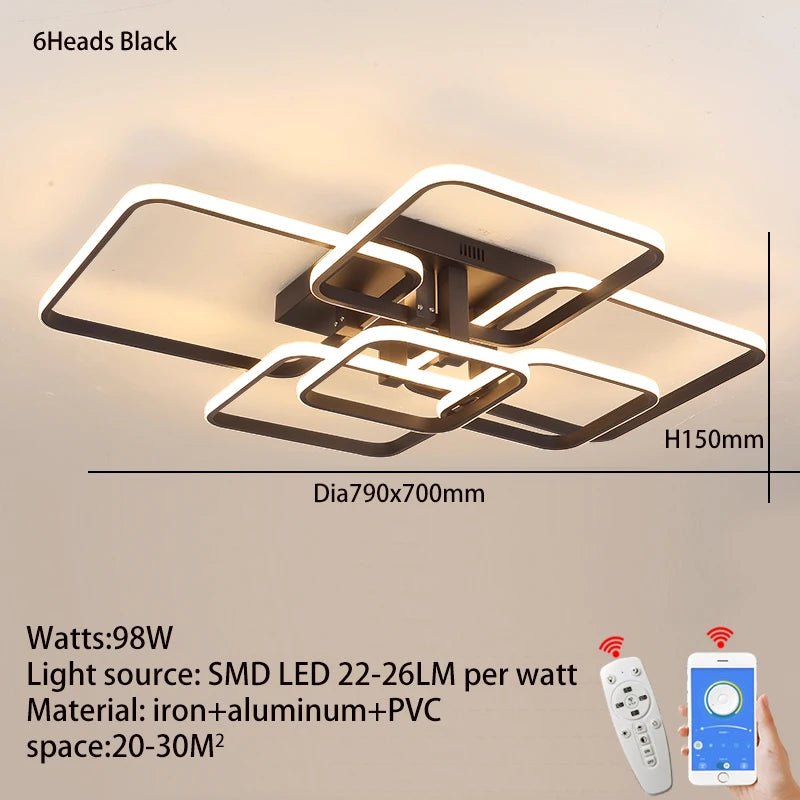 Black/White Modern LED Ceiling Chandelier,Living Room LED Chandelier Lamp,dimmable Bedroom Ceiling Light Fixture,3-6 head lustre