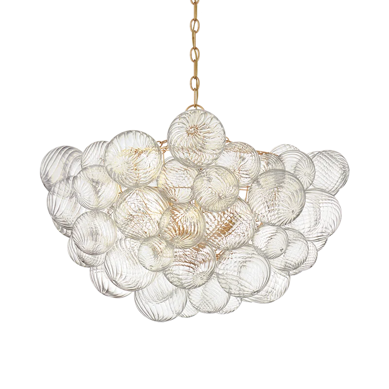 Mid century ribbed glass pendant light clear Glass Bubble ball lamp for dining room Restaurant Foyer Suspension Country lamp