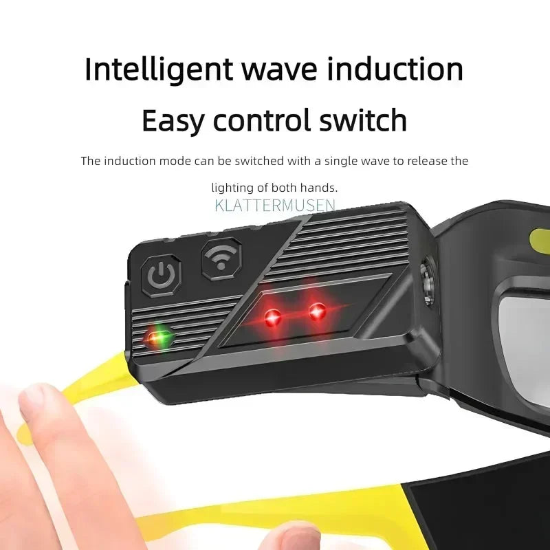 2 in 1 Headlamp Glasses 90 Degree Rotation Gesture Control System 5 Lighting Modes Waterproof Car Repair Outdoor Work Emergency