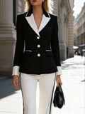 Black and white contrast slim-fit suit jacket, classic black and white contrast suit jacket, unlock the elegant style of the urb