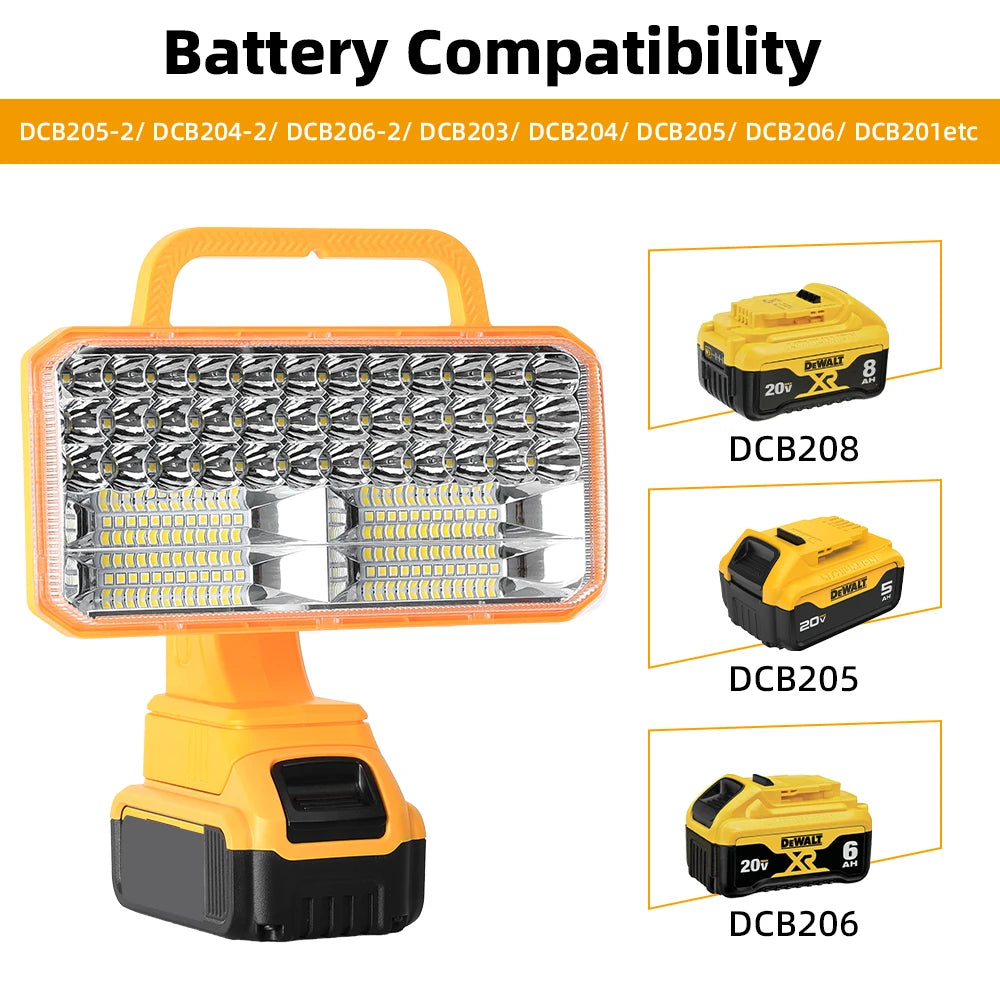 Portable Utility lights 4200LM LED Work Light Compatible with Dewalt 20V Max Lithium-ion Battery, Flashlight with USB Port