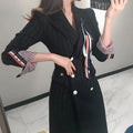 Elegant Stripe Double-Breasted Waist-Cinching Jacket Korean Style Slim Fit Single-Breasted Coat New Hot Sale Of The Season Fashi