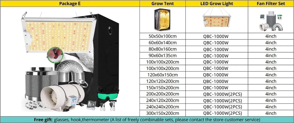 Grow Tent Growbox Hydroponics Growing System Led Grow Plant Lights Full Kits High PPFD 4Inch Duct Fans Activated Carbon Filter