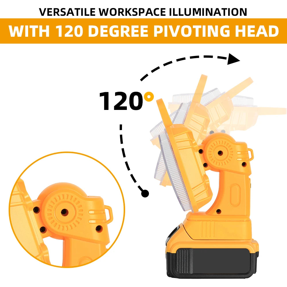 Portable Utility lights 4200LM LED Work Light Compatible with Dewalt 20V Max Lithium-ion Battery, Flashlight with USB Port