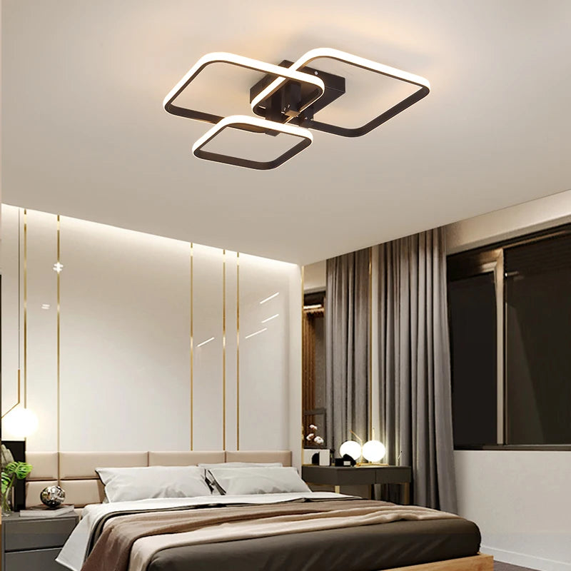Black/White Modern LED Ceiling Chandelier,Living Room LED Chandelier Lamp,dimmable Bedroom Ceiling Light Fixture,3-6 head lustre