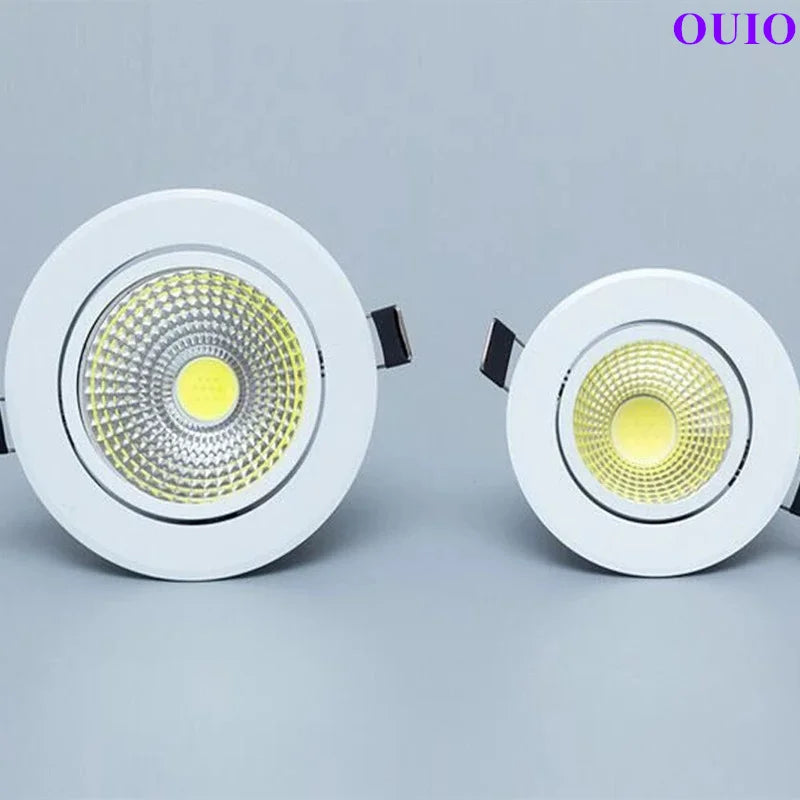 Super Bright Recessed Dimmable LED Downlights 5W 7W 9W 12W 15W 20W COB Rotating Ceiling Spot Lights AC85~265V Background Lamps