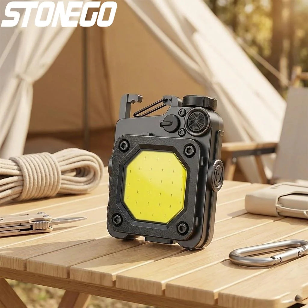 Portable Mini Keychain Flashlight USB Rechargeable Magnetic Work Light Waterproof Adjustable Lantern