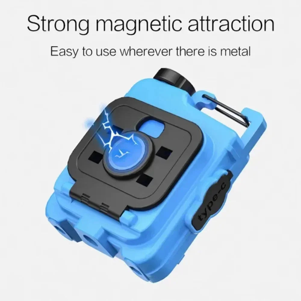 Portable Mini Keychain Flashlight USB Rechargeable Magnetic Work Light Waterproof Adjustable Lantern