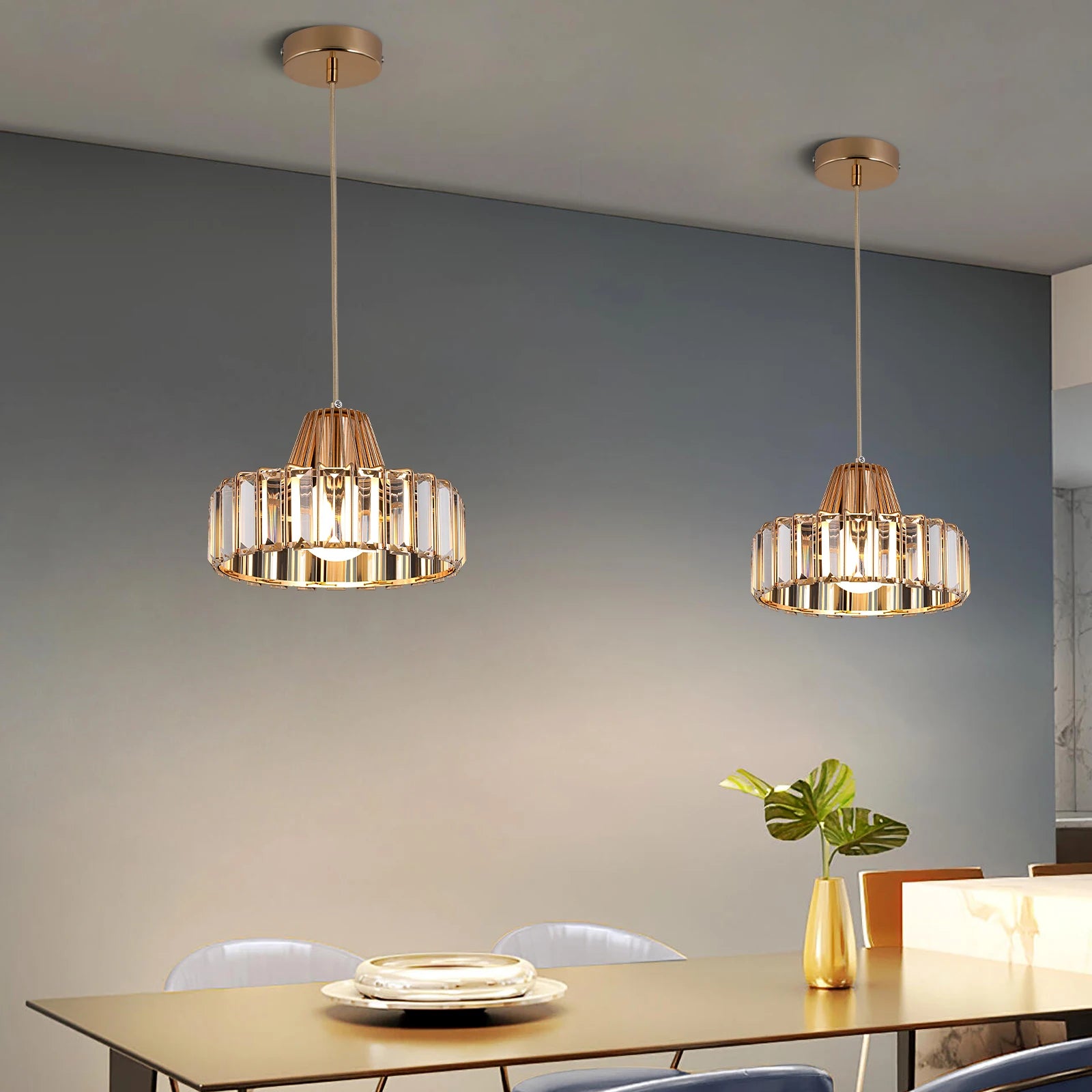 Modern Pendant Light Nordic Crystal Led Chandelier Hanging Ceiling Lamp Luxury Indoor Lustre Dining Room Kitchen Island Fixture