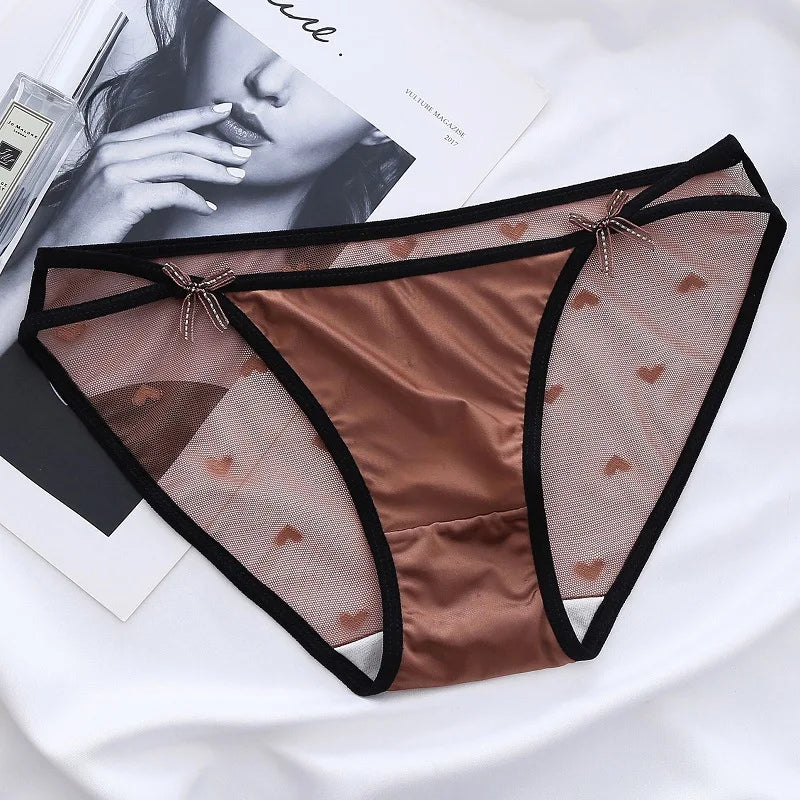 Women's Thong Delicate and Soft Lace Sexy Panties Charming New Mesh Lace-up Bow Briefs Low Waist Panties
