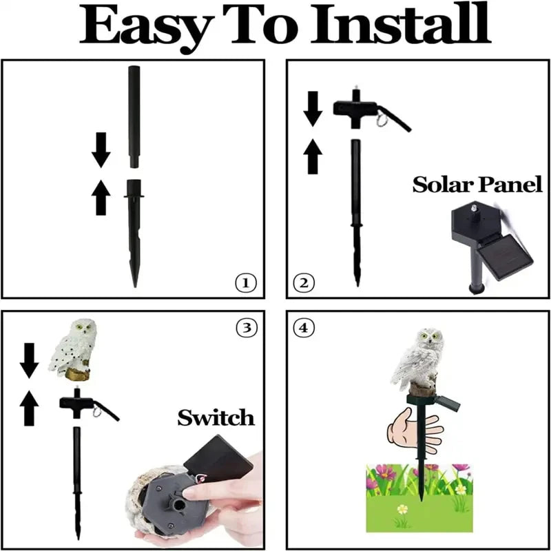 Solar Owl Ground Light LED Outdoor Courtyard Lamp Garden Light Waterproof Stake Light Pathway Decor Solar Patio Ground Lantern