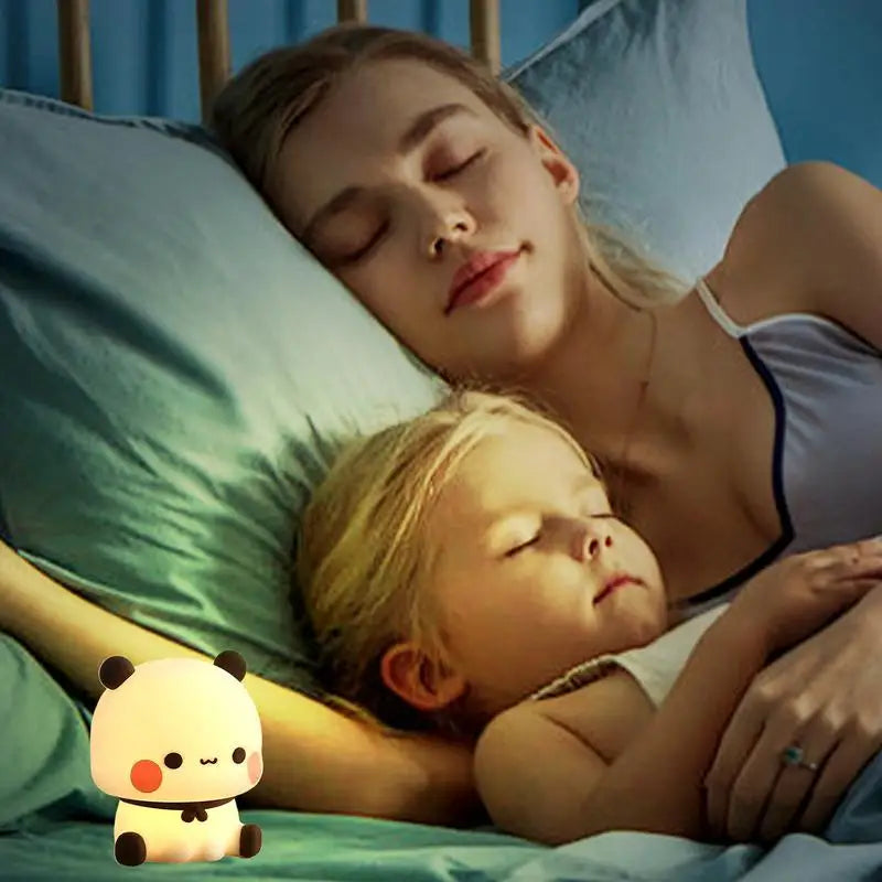 LED Night Lights Cute Panda Silicone Lamp Battery powered Touch Night Lamp Bedside Decor 3 Modes Dimmable Kids Baby nightlight