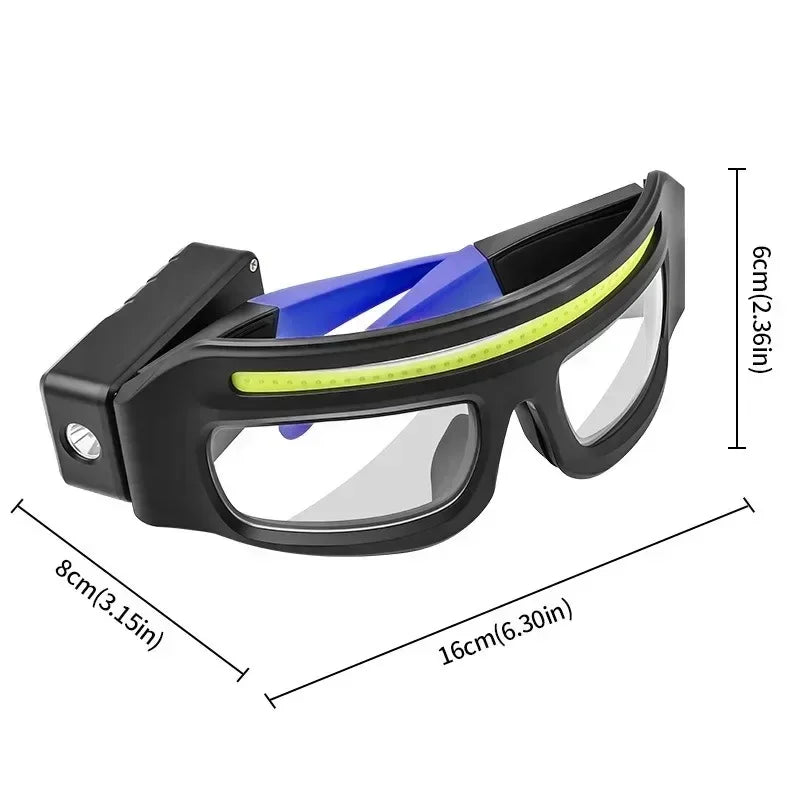 2 in 1 Headlamp Glasses 90 Degree Rotation Gesture Control System 5 Lighting Modes Waterproof Car Repair Outdoor Work Emergency