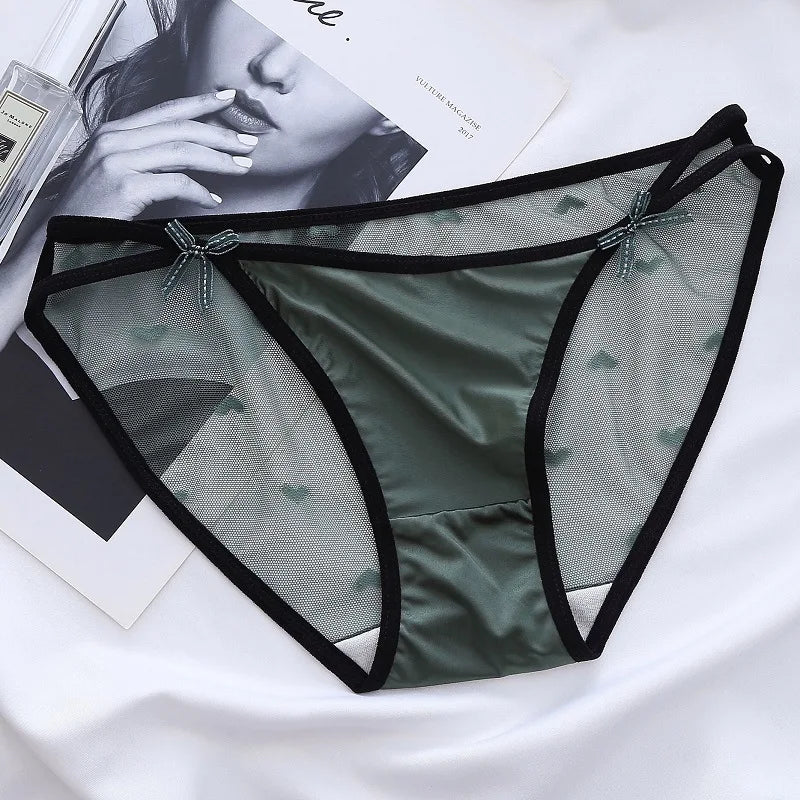 Women's Sexy Lace Underwear Panties Delicate Soft Comfortable Underpants Fashion Female Mesh Up Bow Low-Rise Briefs