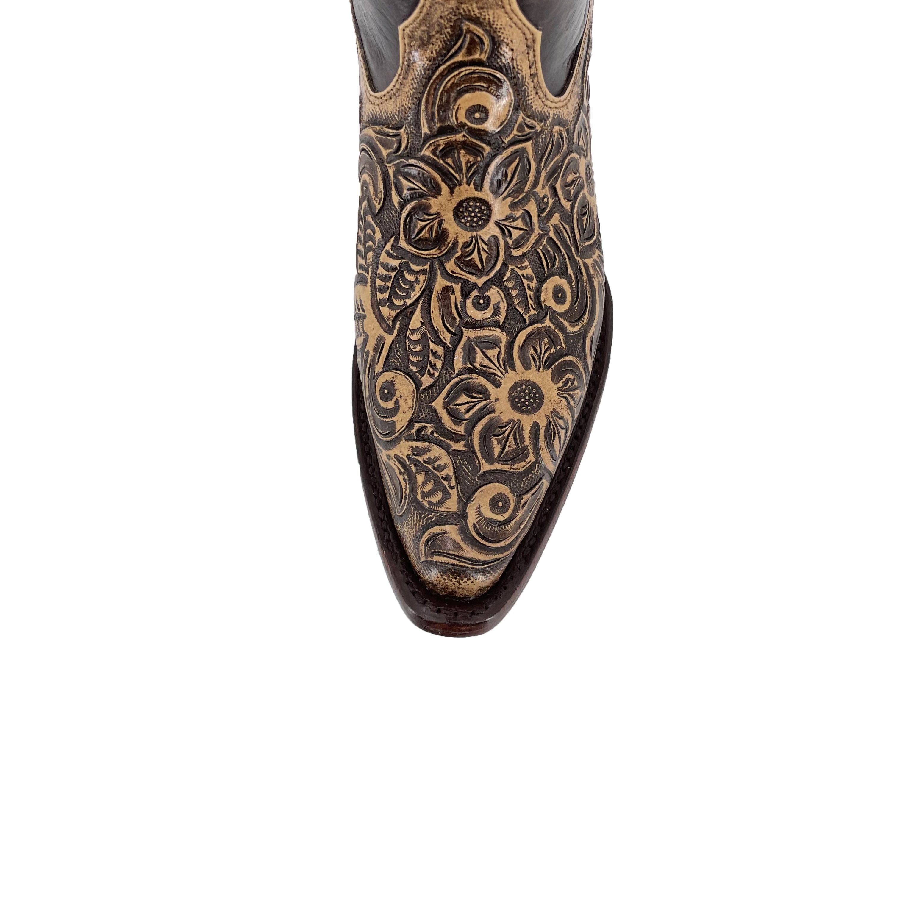Women's Texan Handtooled Boots - Floral Rustic