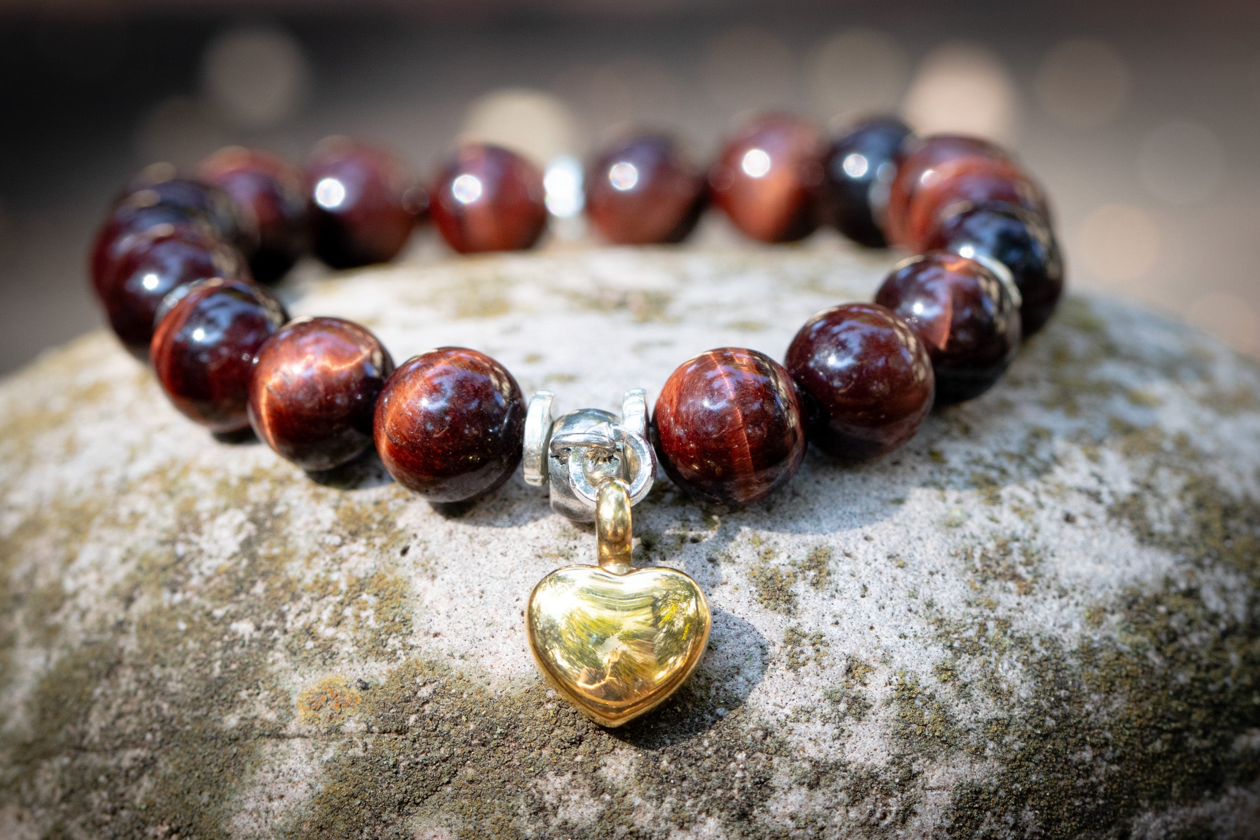 *New* Red Tiger Eye Keepsake Urn Heart Bracelet